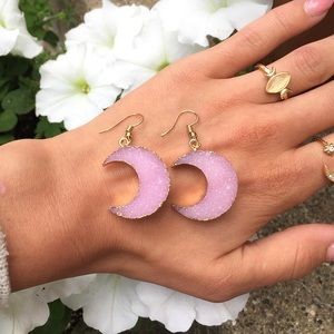 Pink Crystal Luna Lifted Lunette Earrings